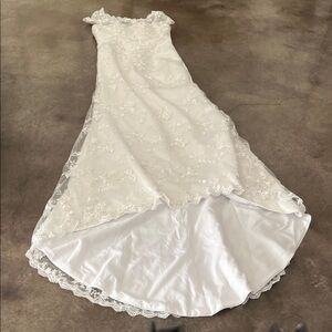Elegant White Lace Wedding Dress with Sheer Overlay